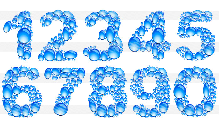 水の泡の数字0123456789